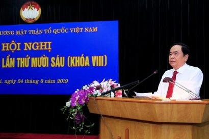 Chủ tịch UBTW MTTQ Việt Nam Trần Thanh Mẫn phát biểu tại hội nghị.