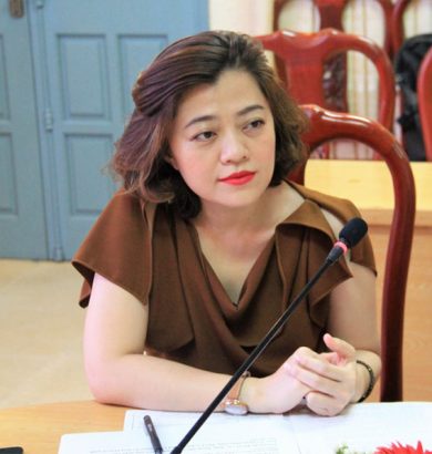 Bà Trương Lý Hoàng Phi - Tổng Giám đốc VinTech City - tại buổi Tọa đàm sáng 31/5/2019 tại Trường ĐH Kinh doanh và Công nghệ Hà Nội. Ảnh: Việt Anh 