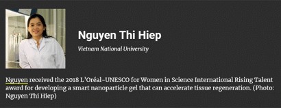  Thông tin về TS Nguyễn Thị Hiệp trên tạp chí Asian Scientist