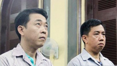 Nguyễn Minh Hùng và Võ Mạnh Cường tại phiên tòa trước đó