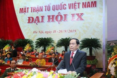 Chủ tịch UBTW MTTQ Việt Nam Trần Thanh Mẫn phát biểu tại Đại hội. 