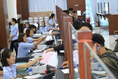 Doanh nghiệp kê khai thủ tục hải quan tại cảng Hải Phòng khu vực I. Ảnh: Minh châu 