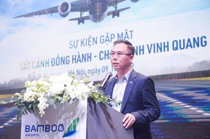 Phó Chủ tịch thường trực Hãng hàng không Bamboo Airways - ông Đặng Tất Thắng phát biểu khai mạc sự kiện