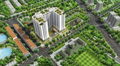 Phối cảnh Chung cư Athena Complex Xuân Phương với nhiều không gian mở. Đây cũng là công trình sử dụng đá tự nhiên FLC STONE trong nội – ngoại thất. 