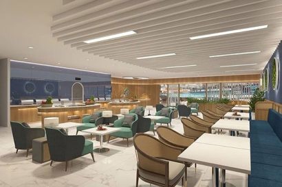 Nội thất phòng chờ Hạng Thương gia tiện nghi, sang trọng.