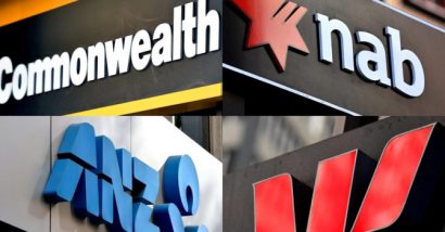 Logo 4 ngân hàng lớn nhất Australia gồm ANZ, Commonwealth Bank, National Australia Bank và Westpac. Nguồn: AAP 