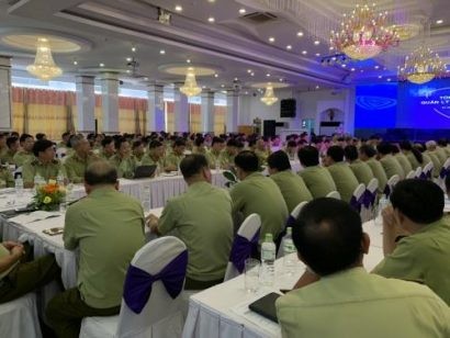 Quang cảnh buổi tập huấn nghiệp vụ quản lý thị trường tại thành phố Quy Nhơn-Bình Định. Ảnh: Uyên Hương/BNEWS/TTXVN 