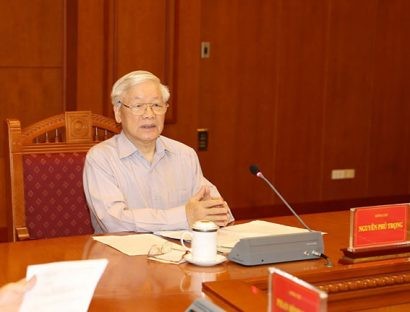  Tổng bí thư, Chủ tịch nước Nguyễn Phú Trọng chủ trì cuộc họp. Ảnh: TTXVN.