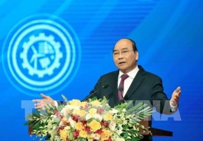 Thủ tướng Nguyễn Xuân Phúc phát biểu tại hội nghị. Ảnh: Thống Nhất – TTXVN 