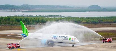 Lễ chào đón máy máy Boeing 787-9 Dreamliner đầu tiên của Bamboo Airways tại Cảng hàng không Vân Đồn - Tỉnh Quảng Ninh 