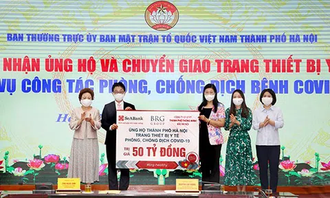 Tập đoàn BRG, ngân hàng Seabank và công ty CPĐT phát triển thành phố thông minh bắc Hà Nội  ủng hộ trang thiết bị phòng chống Covid-19 trị giá 50 tỷ đồng cho TP Hà Nội