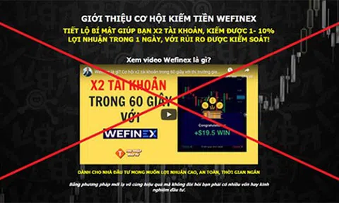 Cảnh báo rủi ro khi tham gia đầu tư vào các website Wefinex.net, RaidenBo.com
