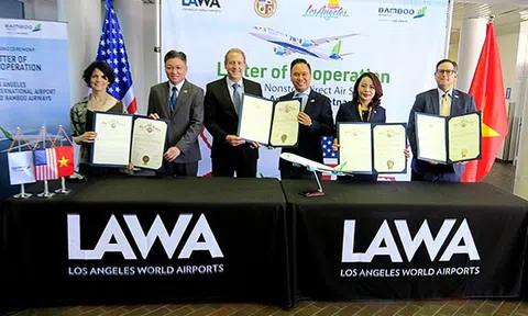 Bamboo Airways là hãng bay Việt đầu tiên ký hợp tác 4 bên với Los Angeles xúc tiến đường bay thẳng Việt - Mỹ