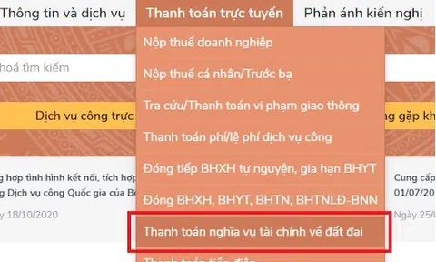 Khẩn trương cung cấp thanh toán trực tuyến nghĩa vụ về đất đai trên Cổng DVCQG