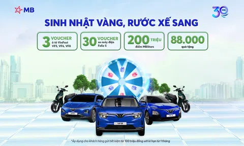 MB triển khai chương trình gửi tiền “Sinh nhật vàng – Rước xế sang”, trị giá lên đến 12 tỷ đồng
