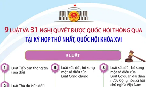 9 luật và 31 nghị quyết được thông qua tại Kỳ họp thứ nhất, Quốc hội khóa XVI