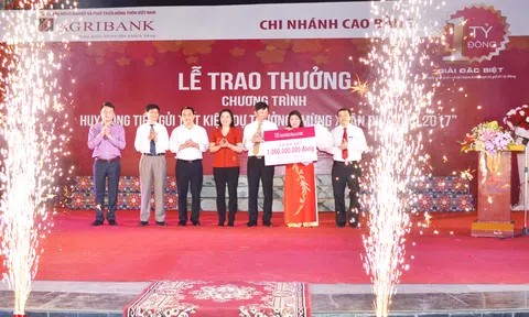 Giải đặc biệt 1 tỉ đồng từ chương trình tiết kiệm dự thưởng của Agribank đến với tỉnh Cao Bằng