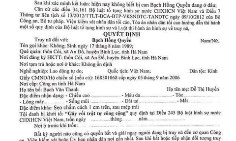 Truy nã toàn quốc đối tượng cầm đầu kích động người dân gây rối trật tự