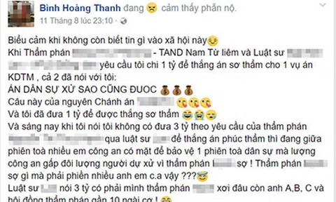 Luật sư, thẩm phán bị tố 'vòi tiền tỷ để thắng án' nói gì?