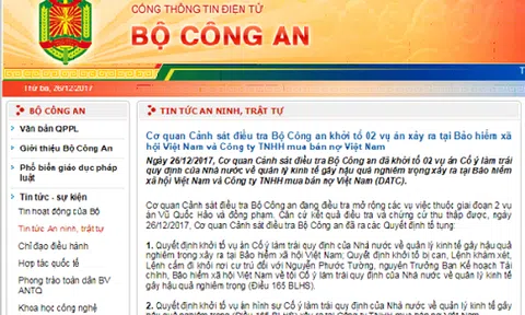 Khởi tố 2 vụ án xảy ra tại BHXH Việt Nam và Công ty TNHH mua bán nợ Việt Nam