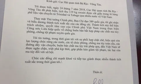 Vụ phát hiện và tịch thu 119 kg cocain: Khen thưởng Hải quan Bà Rịa Vũng Tàu