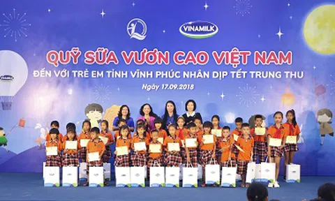 Quỹ sữa vươn cao Việt Nam và Vinamilk trao 66.000 ly sữa cho trẻ em tỉnh Vĩnh Phúc nhân dịp tết trung thu