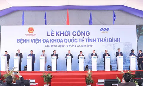 Thủ tướng nhấn nút khởi công Bệnh viện Đa khoa Quốc tế do Tập đoàn FLC đầu tư tại Thái Bình