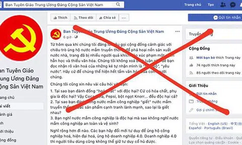 Một tài khoản facebook mạo danh Ban Tuyên giáo Trung ương