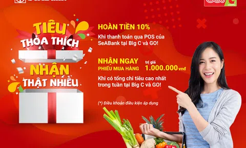 Săn thẻ Quốc tế Seabank trong tay, hoàn ngay 10% khi mua sắm tại Big C và Go!