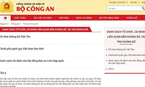 Công bố tổ chức, cá nhân liên quan đến khủng bố