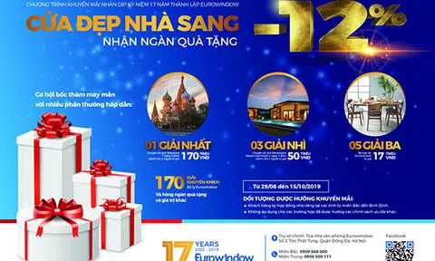 Eurowindow khuyến mại hấp dẫn nhân kỷ niệm 17 năm thành lập