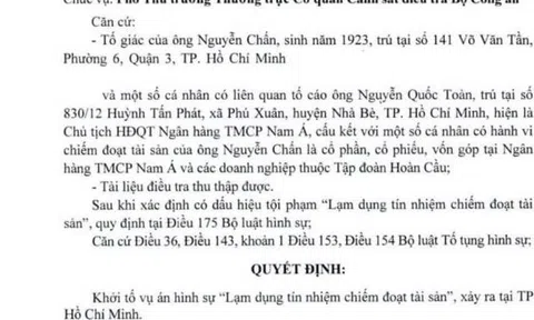 Vụ tố bị chiếm đoạt 30.000 tỷ tại Nam A Bank: Cơ quan CSĐT Bộ Công an ra quyết định khởi tố vụ án