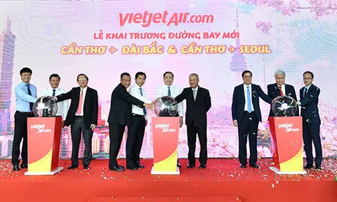 Tiếp tục mở rộng mạng bay quốc tế, Vietjet khai trương hai đường bay kết nối Cần Thơ với Seoul, Đài Bắc