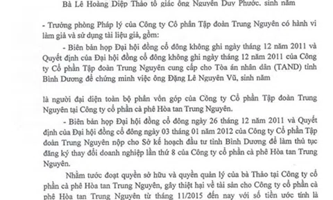 Điều tra vụ án làm giả tài liệu tại Công ty CP Cà phê hòa tan Trung Nguyên