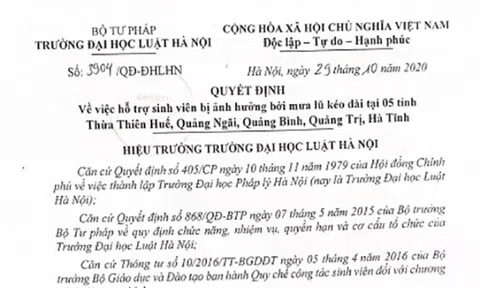 Trường Đại học Luật Hà Nội đồng hành cùng sinh viên vùng bão, lũ vượt qua khó khăn