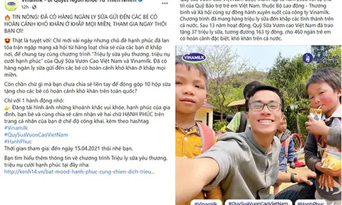 Mạng xã hội tràn ngập hạnh phúc với chương trình "triệu ly sữa yêu thương, triệu nụ cười hạnh phúc" của Vinamilk