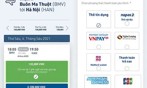 Bay Bamboo Airways thoả thích với ưu đãi 200.000 đồng từ thẻ Sacombank