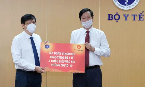 Tập đoàn Vingroup, Sovico cùng 5 ngân hàng lớn tài trợ 4 triệu liều vắc xin và 160 tỷ đồng cho Bộ Y tế