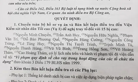 Viện KSND tối cao đề nghị truy tố 15 bị can tại Chi nhánh ngân hàng VCB Tây Đô – Cần Thơ