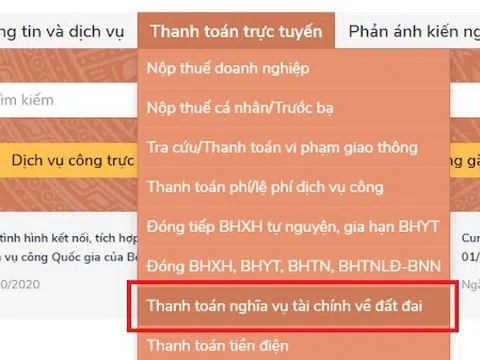 Khẩn trương cung cấp thanh toán trực tuyến nghĩa vụ về đất đai trên Cổng DVCQG