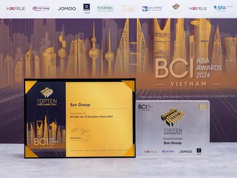 BCI Asia Awards 2024 tiếp tục vinh danh Sun Group trong “Top 10 chủ đầu tư hàng đầu Việt Nam”