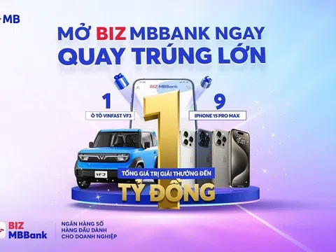 Cơ hội vàng cho doanh nghiệp SME: Mở tài khoản BIZ MBBank, rinh xe hơi Vinfast VF3 và iPhone 15 Pro Max