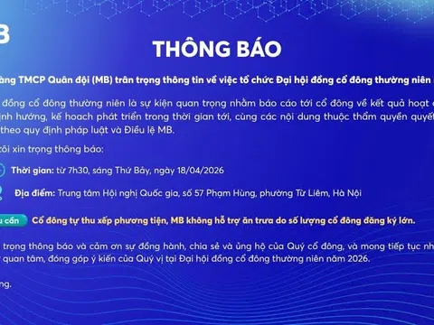 MB ra thông báo quan trọng đến 200.000 cổ đông liên quan đến công tác hậu cần