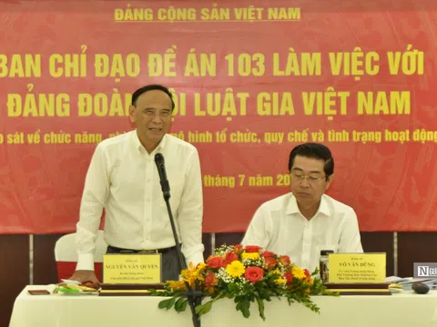 Đoàn công tác của Ban Chỉ đạo Đề án 103 làm việc với Đảng đoàn Hội Luật gia Việt Nam