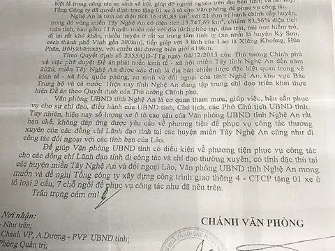 Cienco 4 tặng xe tiền tỷ cho tỉnh Nghệ An