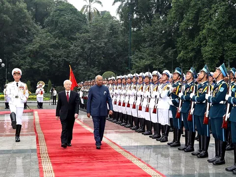 Tổng Bí thư, Chủ tịch nước chủ trì Lễ đón Tổng thống Ấn Độ