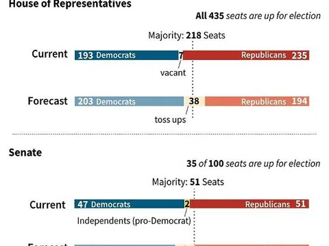 Bầu cử tại Mỹ: Đảng Dân chủ giành đa số tại Hạ viện, Cộng hòa giữ được Thượng viện