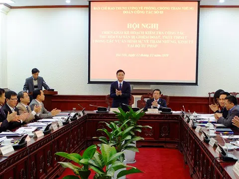 Công bố Quyết định kiểm tra công tác thu hồi tài sản trong các vụ án hình sự kinh tế, tham nhũng tại Ban cán sự Đảng Bộ Tư pháp