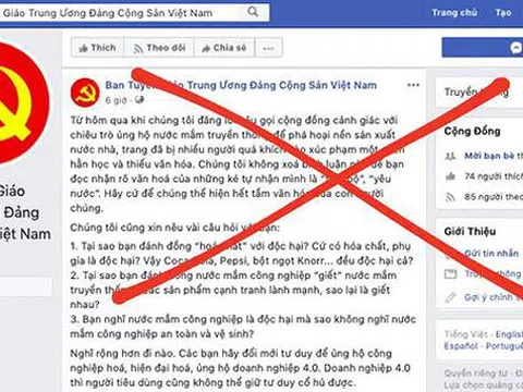 Một tài khoản facebook mạo danh Ban Tuyên giáo Trung ương