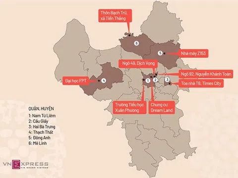 8 khu vực ở Hà Nội đang bị phong tỏa